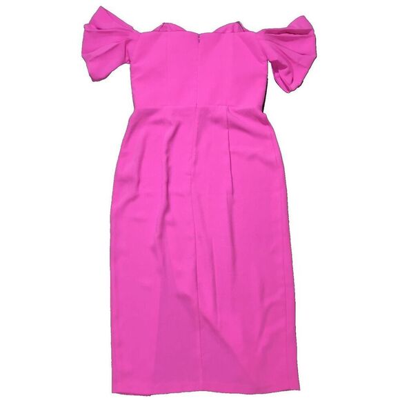 New Amanda Uprichard Victoria Off the Shoulder Midi Dress MSRP $255 Size Large - Picture 5 of 6